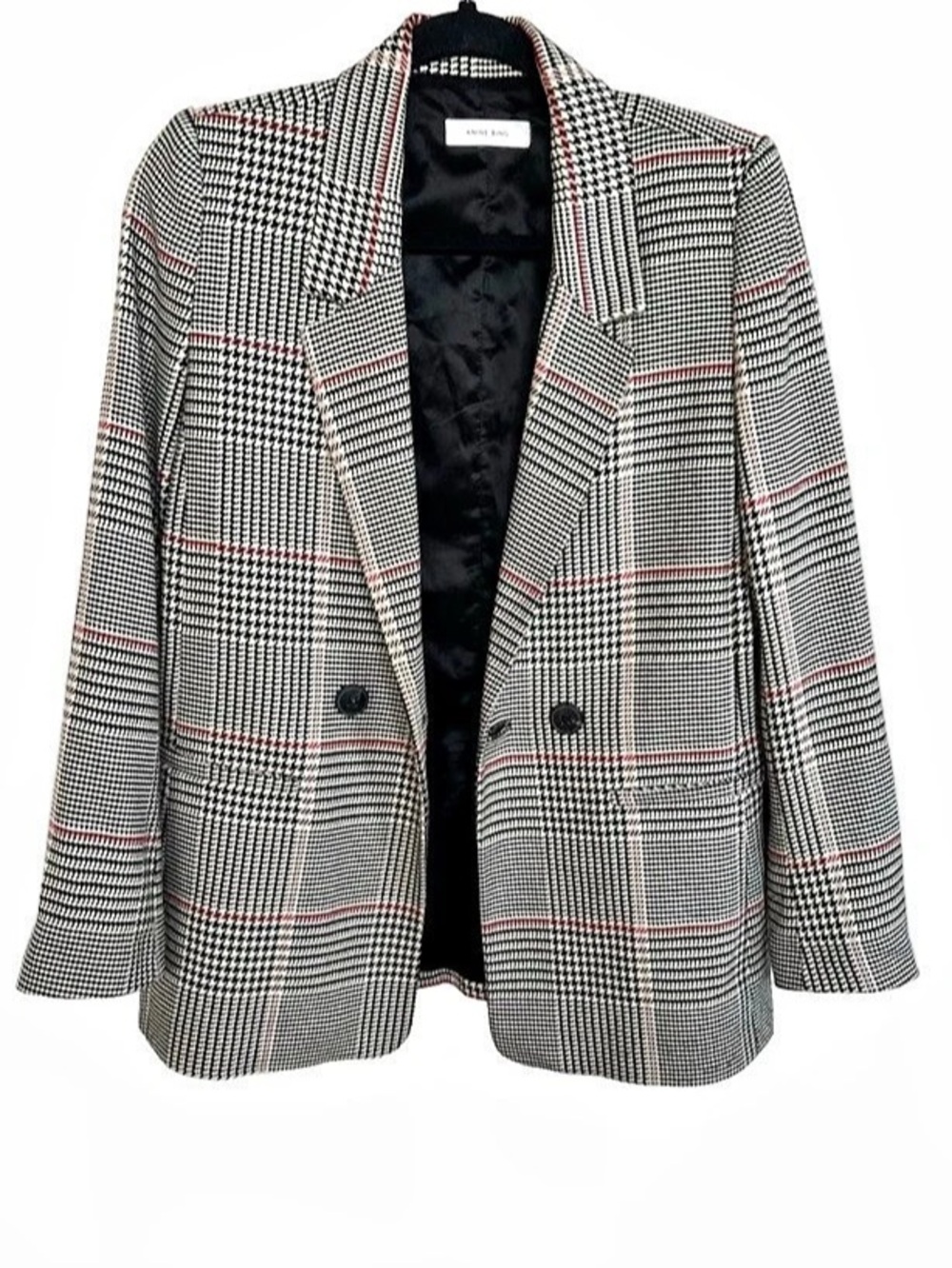 Anine Bing Madeleine Blazer Houndstooth Black & White
